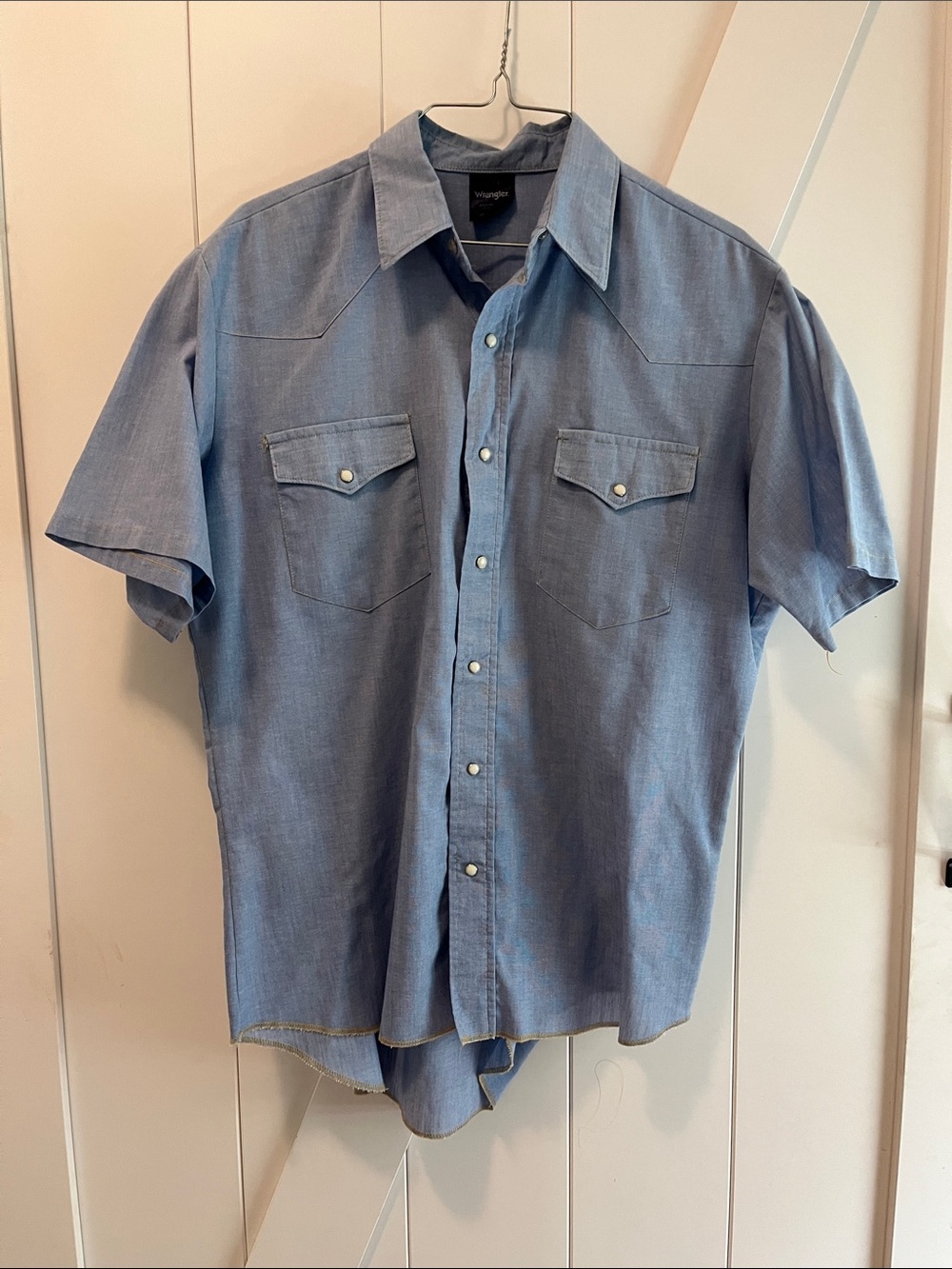 Wrangler Light Blue Short Sleeve Western Button-Down Shirt